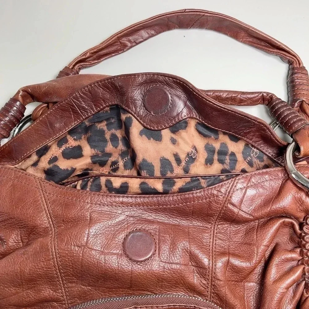 B. MAKOWSKY  | CROC LEATHER SATCHEL BOHO SHOULDER BAG - Picture 6 of 14